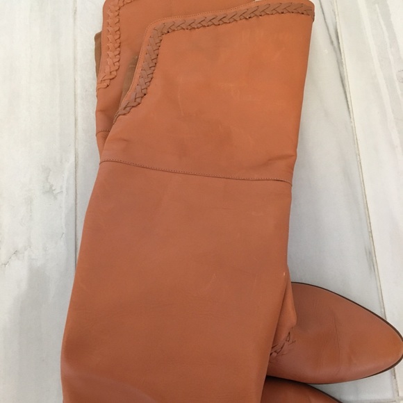 Anthropologie Candela Tan Braided Pull On Over The Knee Boots - SZ 8 - Picture 9 of 11